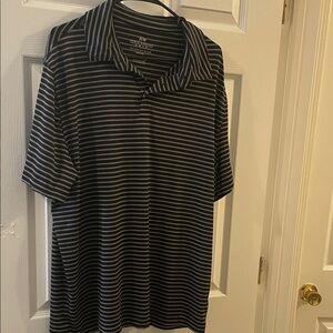 Rorie Whelan XL Men's Black and Gray Striped Golf Polo Shirt